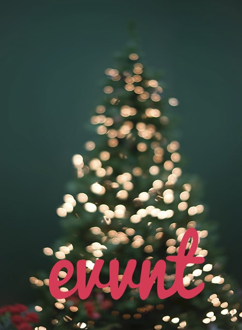 evvnt logo with Christmas Tree in Background